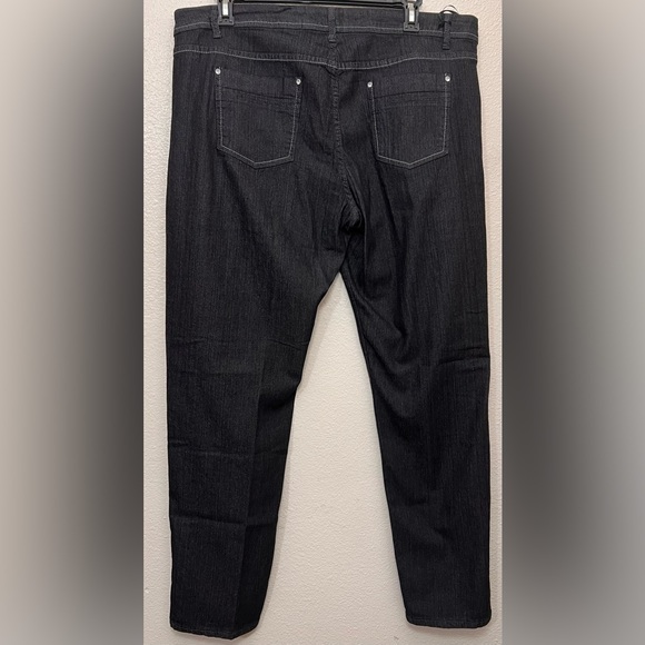 NWT Love Sweet Black Wash Denim Jeans with Rhinestone and Blue Stitch Design - Picture 2 of 6